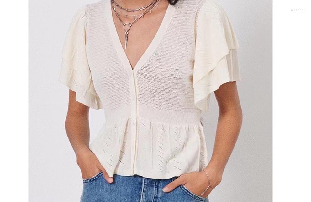 

Women' Knits & Tees Women Short Sleeve V Neckline Hollow Out Knitted Blouse TopWomen' Olga22, Style 1