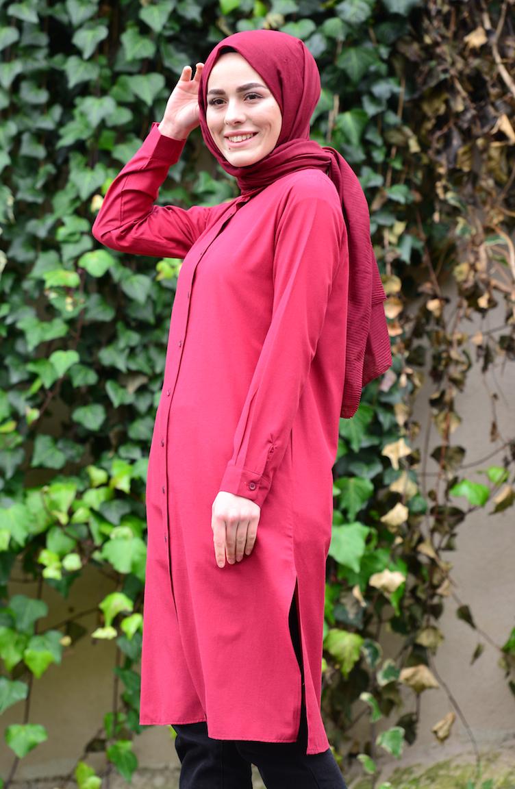 

Women's Blouses & Shirts Minahill Slit Tunic 8209-09 Claret Red