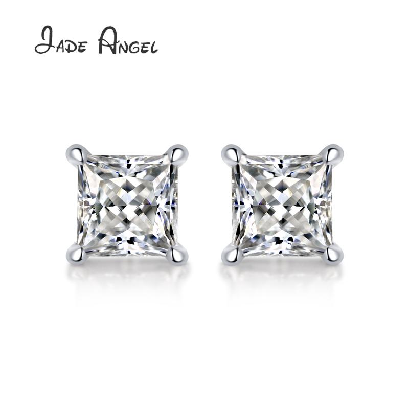 

Cluster Rings ANGEL Moissanite Earrings 0.5ct D Color VVS1 Princess Cut Women's Sterling Silver Diamond Stud EarringsCluster