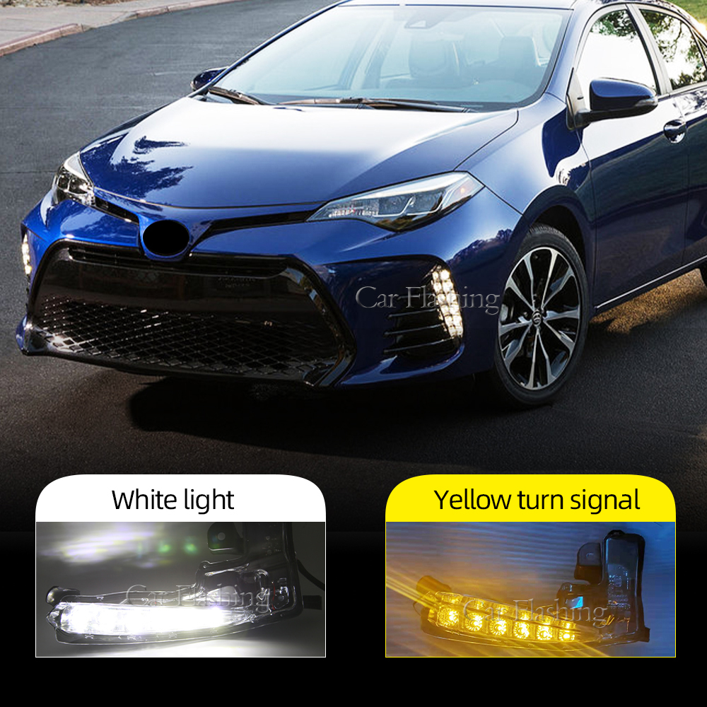 

1Set Led DRL Front Bumper Fog Lights Fog Light Driving Fog Lamp cover Frame for Toyota Corolla SE XSE 2017 2018 2019