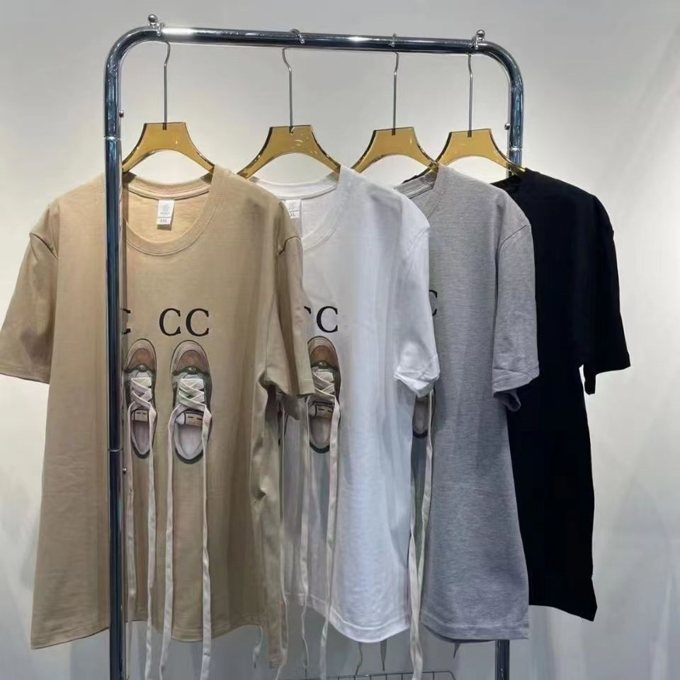 

anti social European station 2022 compagnie CP new cotton T-shirt net red with tied shoelaces half sleeve top female INS fashionable couple outfit