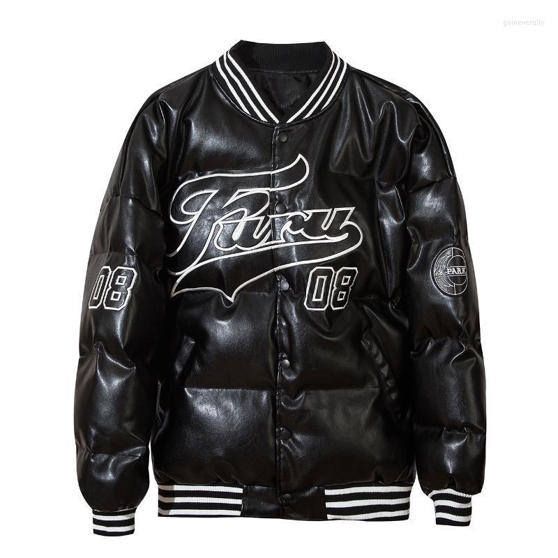 

Men' Down & Parkas LACIBLE Hip Hop Thick Parka Jacket Men Streetwear Harajuku Embroidery Punk Rock Winter Padded Coat Warm Outwear Guin22, Black