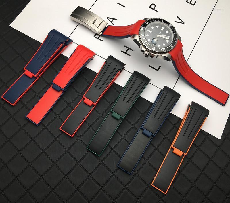 

Top Quality 20mm Curved End Soft Watchband Silicone Rubber Watch Band For Role Strap GMT Explorer 2 Bracelet Hele22