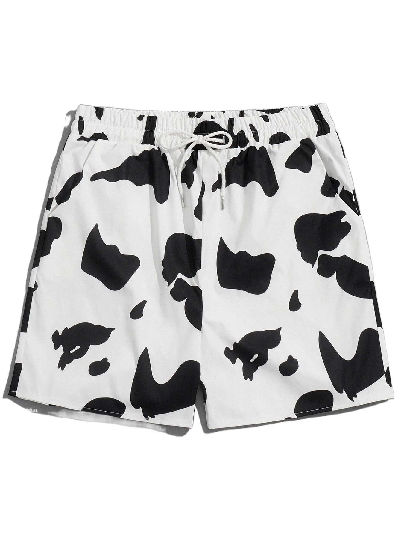 

romwe Guys Cow Print Shorts i9CO#, Black and white