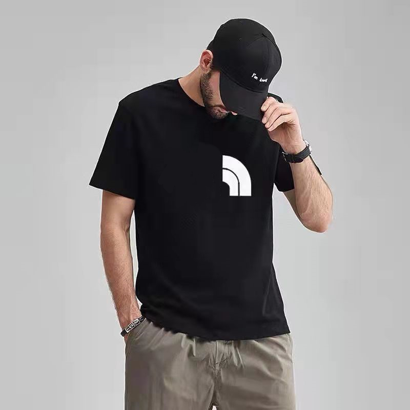 

2022 Summer New Mens T-Shirts Fashion Casual Print Letters Short Sleeve Loose Cotton Crewneck Top Quality Street Style Simple Couple Clothes Black White, Simple style black