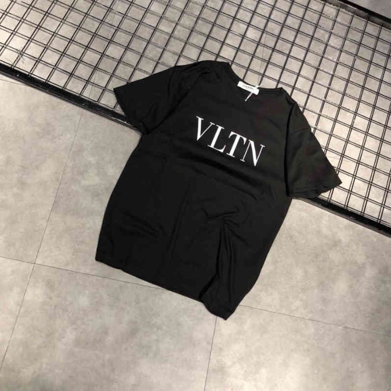 

New Designer New Warren Vlts Spring And Summer Round Neck Short Sve Loose Vltn Men And Women Lovers Pure Cotton Information T-shirt Fashion Brand Sport, White black letters warren