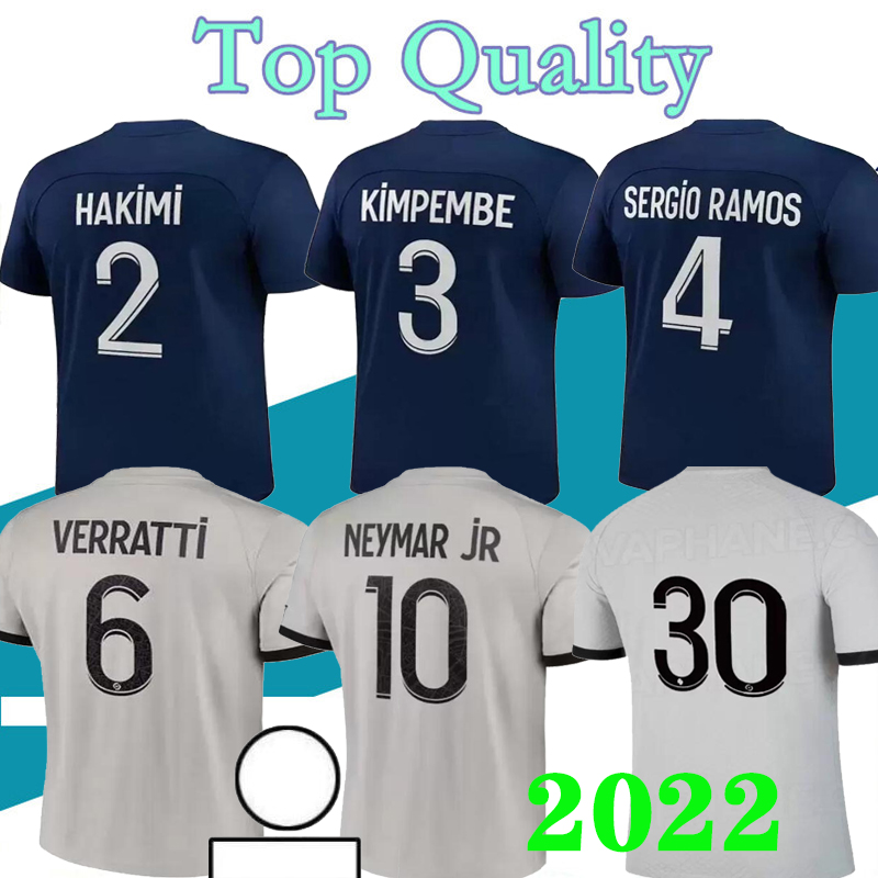 

MBAPPE HAKIMI PLAYER #30 soccer jersey SERGIO RAMOS 22 23 Maillots de football shirt 2022 2023 away 3rd MARQUINHOS pSGS men kit shirt uniforms maillot foot, Home player