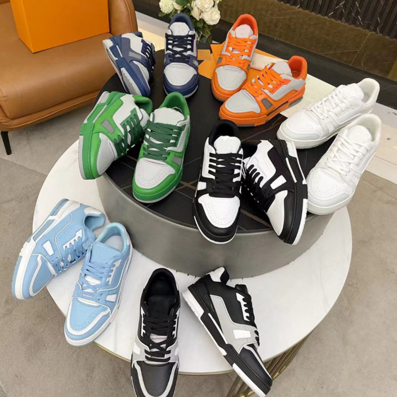 

Designer Trainer Men Sneaker Calfskin Leather Vintage Basketball Sneakers Platform Trainers Rubber Outsole Shoes With Box NO401, White