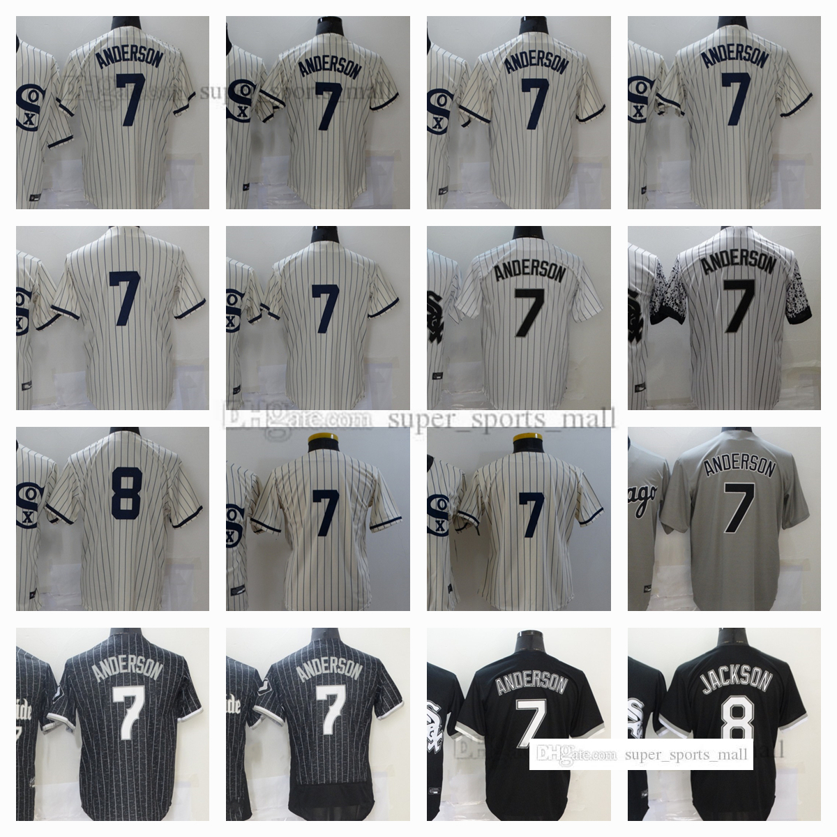 

2022 New Baseball Jerseys 7 Tim Anderson 8 Bo Jackson Blank Jersey Men Women Youth Size S--XXXL, As picture