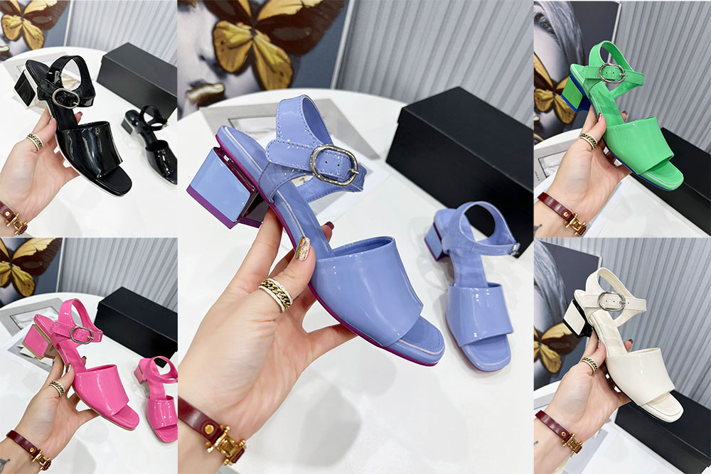 

Designer Women Mules Sandal Calfskin Light Black Slide Indoor Sandals Coarser Heels Slippers Summer Luxury Fashion Ladies Beach Shoes, Custom