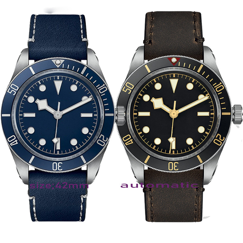 

Mens Premium Automatic Mechanical Watch 42mm Leather Strap Luminous Mountable Sapphire Glass Water Resistant, Water proof