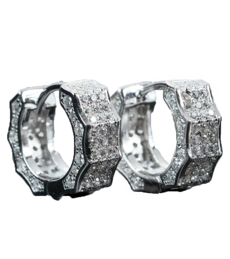 

Hoop & Huggie Trend Shiny Rock Hip Hop Luxury Gear Inlaid Zircon Copper Earrings Silver/gold Men's Accessories Gift Jewelry