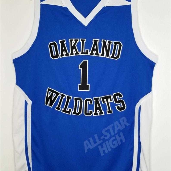 

Sjzl98 #1 Damian Lillard Throwback High School Basketball Jersey Oakland Wildcats Custom Retro Sports Embroidery Stitched Customize any name and, Blue