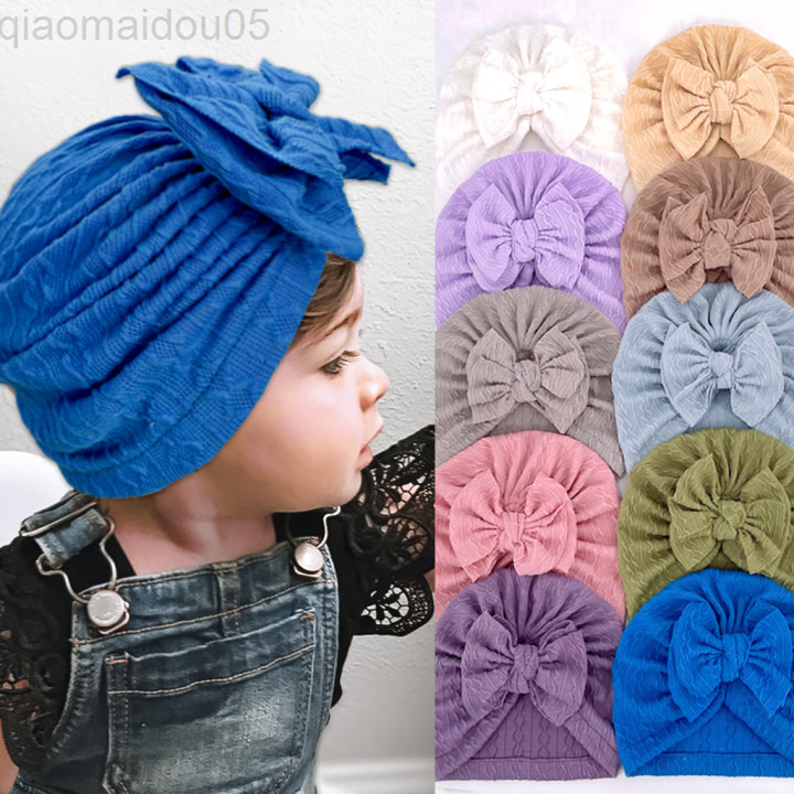 

10 pcs/party Newborn Solid Ribbed Tulip Band Head Wraps Kids Girls Boys Beanie Caps Hat Toddler Warm Indian Hat Baby Bandana Turban L220729, Can choose any