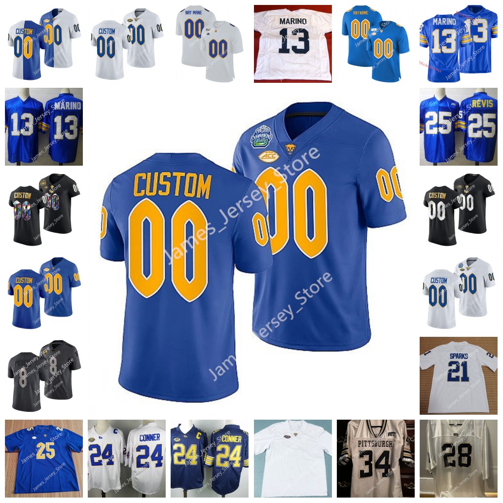 

NCAA Custom Pittsburgh Panthers Stitched Football Jersey 1 Larry Fitzgerald 10 Quadree Henderson 25 LeSean McCoy 85 Jester Weah 23 Tyler Boyd Pitt Panthers Jerseys