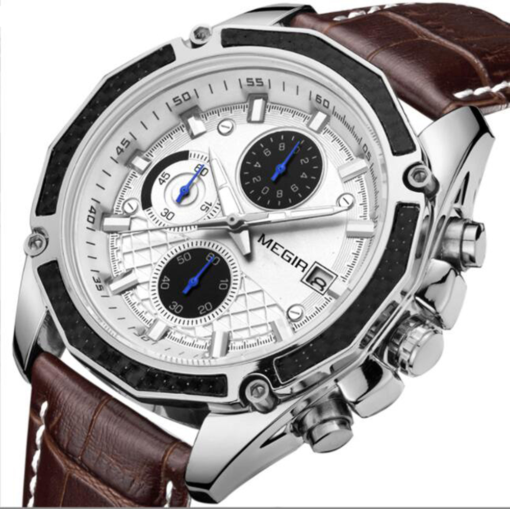 

Hottest Ins Men's Quartz watches 30M waterproof Multi -function Chronograph calendar Outdoor sports wild adventure Leather bracelet watch