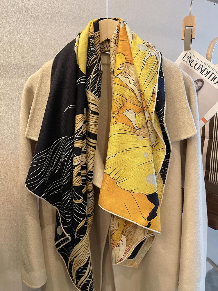 

Scarves Top Quality-70% Cashmere 30% Silk Blended Scarf Hand Rolled Edges 140 140cm Pashmina 55''x55'' Wrap Winter Warm BlanketScarves