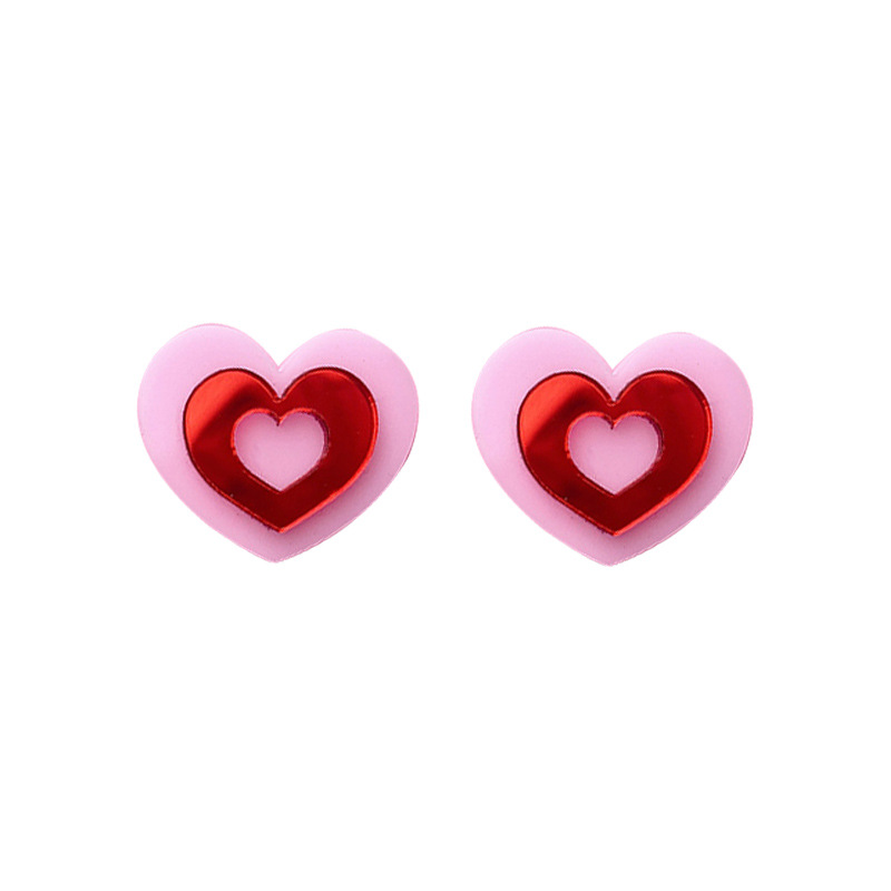 

Acrylic Jewelry Pink Heart Stud Earrings for Womens Girls Fashion Accessories