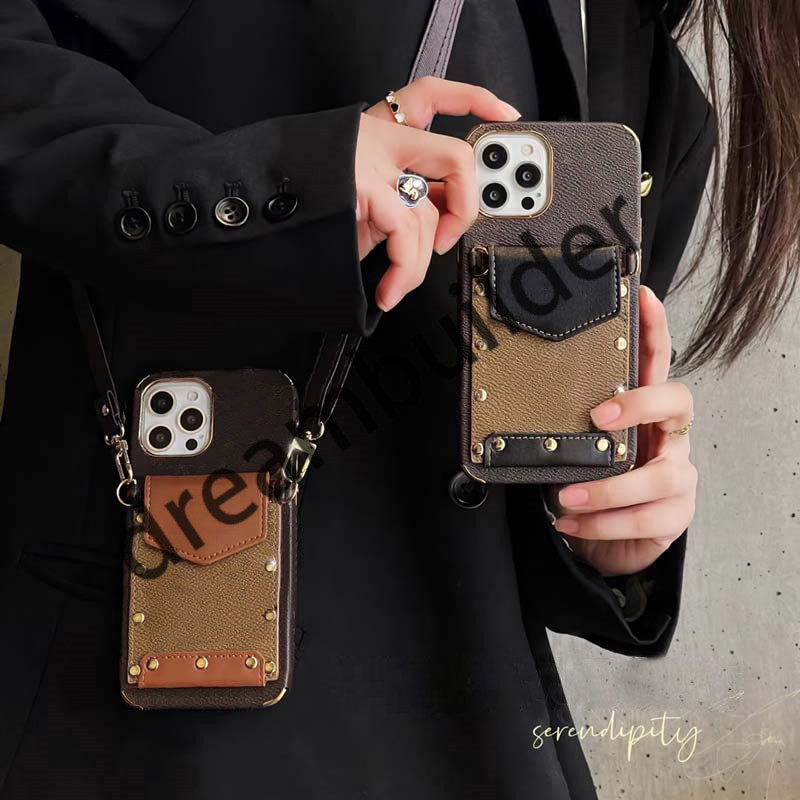 

Fashion Phone Cases For iPhone 14 Pro max 13 13Pro 13Promax 12 12Pro 12Promax 11 11Promax XSMAX Designer leather Cover Mobile phone shell card holder bag with box, Brown