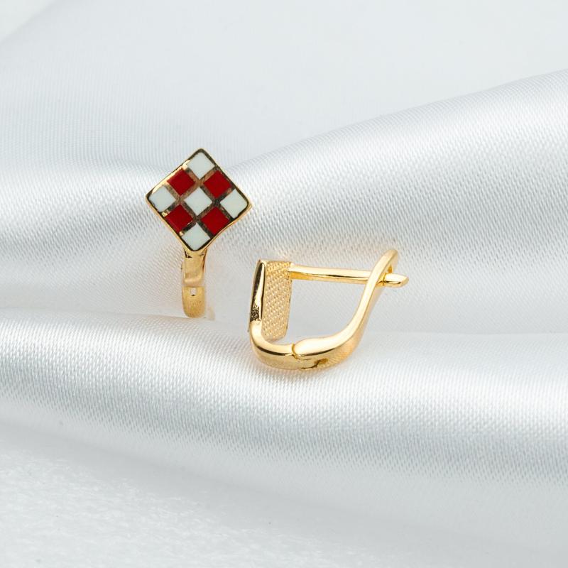 

Clip-on & Screw Back Colorful Squares Gold Child Tag