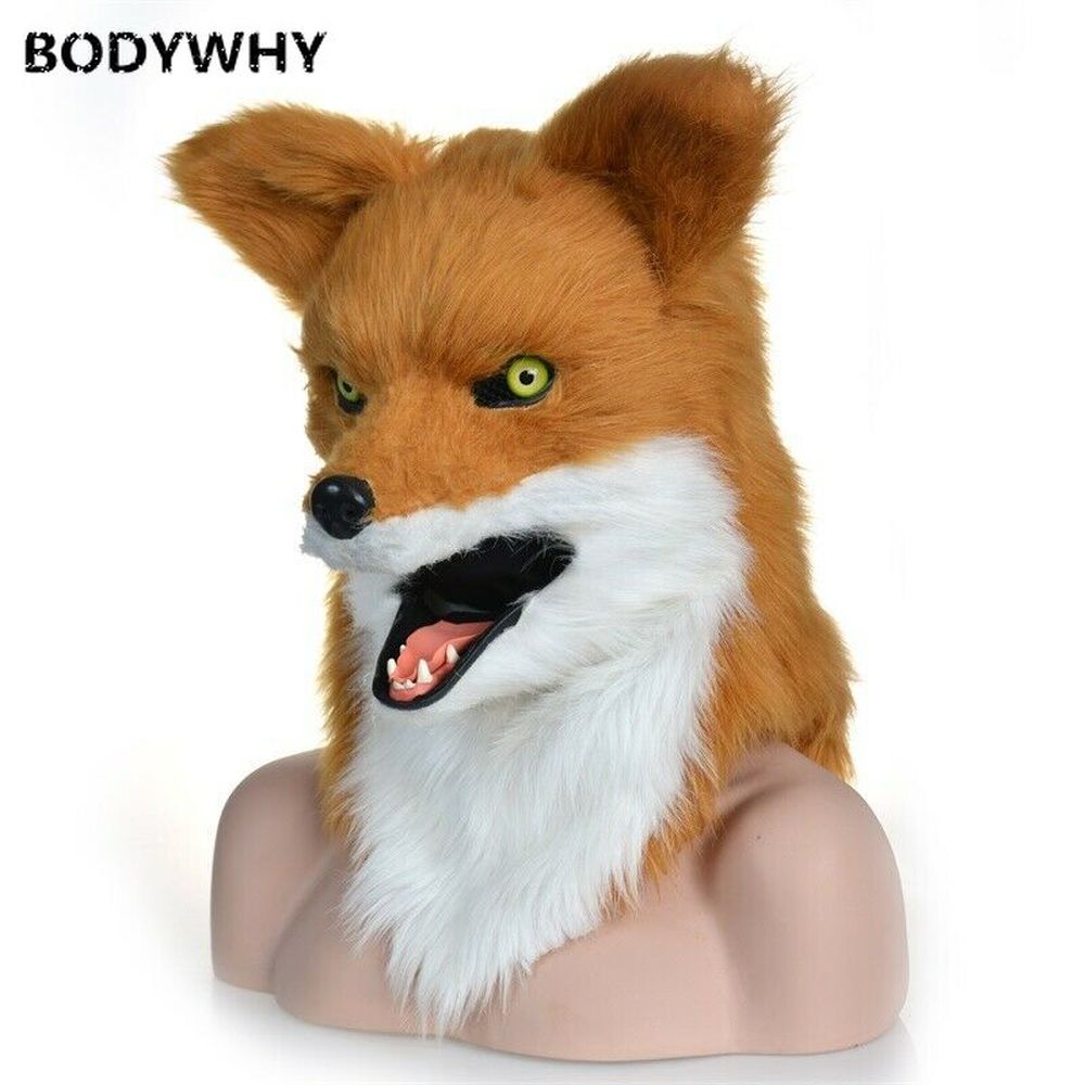 

Mascot doll costume White Yellow Fox Mascot Costume Can Move Mouth Head Suit Halloween Outfit Adult, Default color