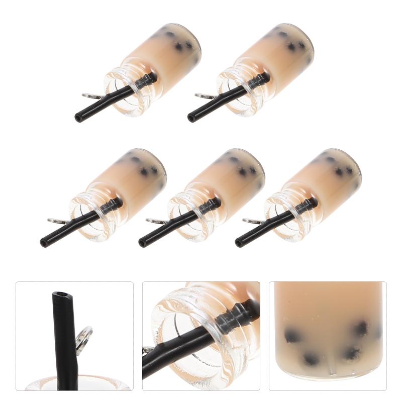 

Keychains 5pcs Simulation Tea Pendant Key Chain Charms Holder Decor Accessory