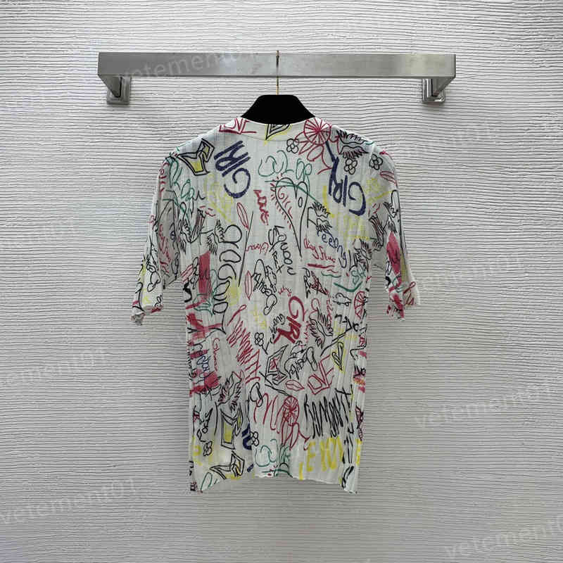 

Luxury Womens Jackets Colorful Art Graffiti Print Thin Cardigan Top V-Neck Knit Sweater Fashion Designer Women Knitting Jacket