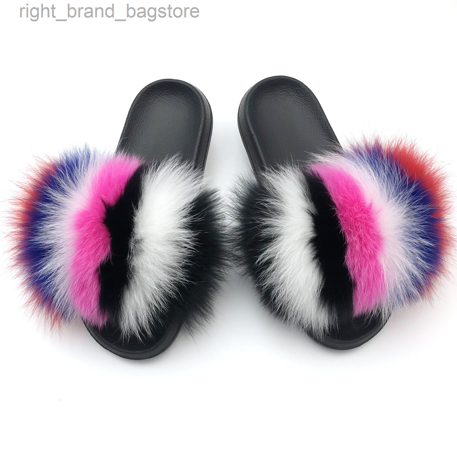 

SARSALLYA Fur Slippers Women Real Fox Fur Slides Home Furry Flat Sandals Female Cute Fluffy House Shoes Woman Brand Luxury 2021 W220808, Xt-17