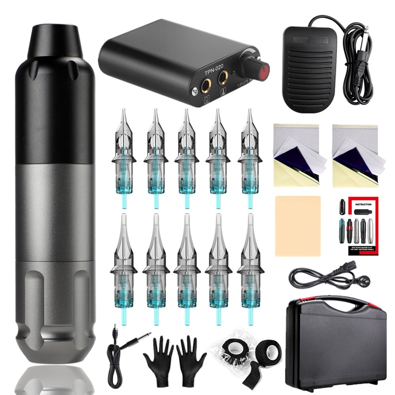 

Professional Tattoo Machine Kits Tattoo Rotary Pen Set With Power Supply Cartridges Needles Body Art Permanent Makeup