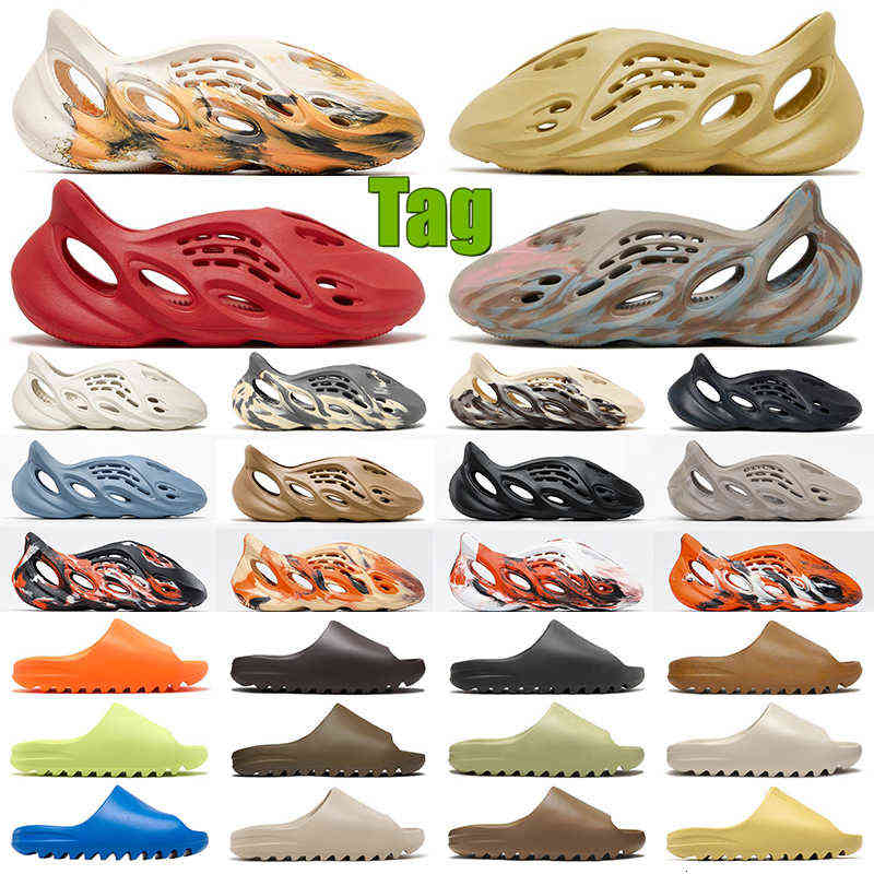 

with Box Men Women Slides Resin Foam Runner Sandals Slipper Mxt Moon Gray Clay Mineral Blue Earth Brown Clog Triple Black Runners West, 23-yellow orange