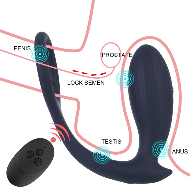 Sex Toy Massager Electric Shock Anal Vibrator Penis Ring Delay Ejaculation Wireless Remote Control Butt Plug Prostate Massager Toys for Men