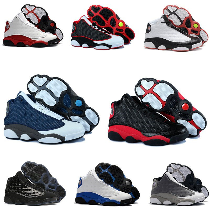 

Men Women Basketball Shoes 13 Bred Chicago Flint Atmosphere Grey 13s He Got Game Melo DMP Hyper Royal Sneakers Size 7-13, #7