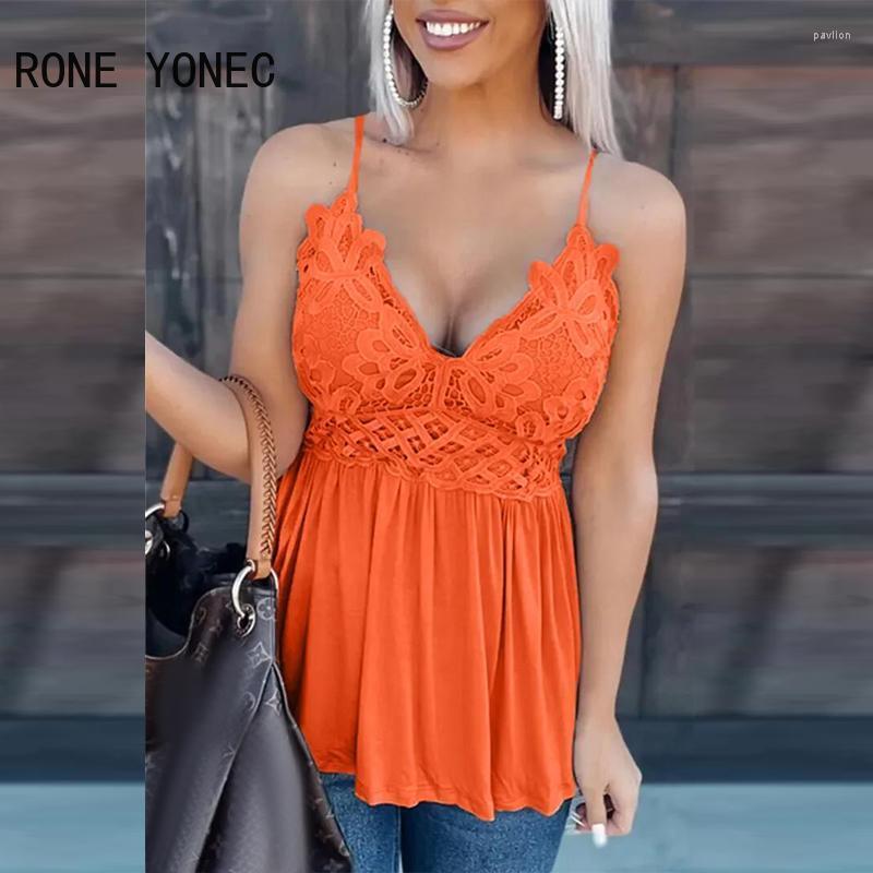 

Women's Tanks & Camis Women Chic Sexy Solid Lace Patchwork V Neck Sleeveless Summer Crop TopsWomen's, Orange