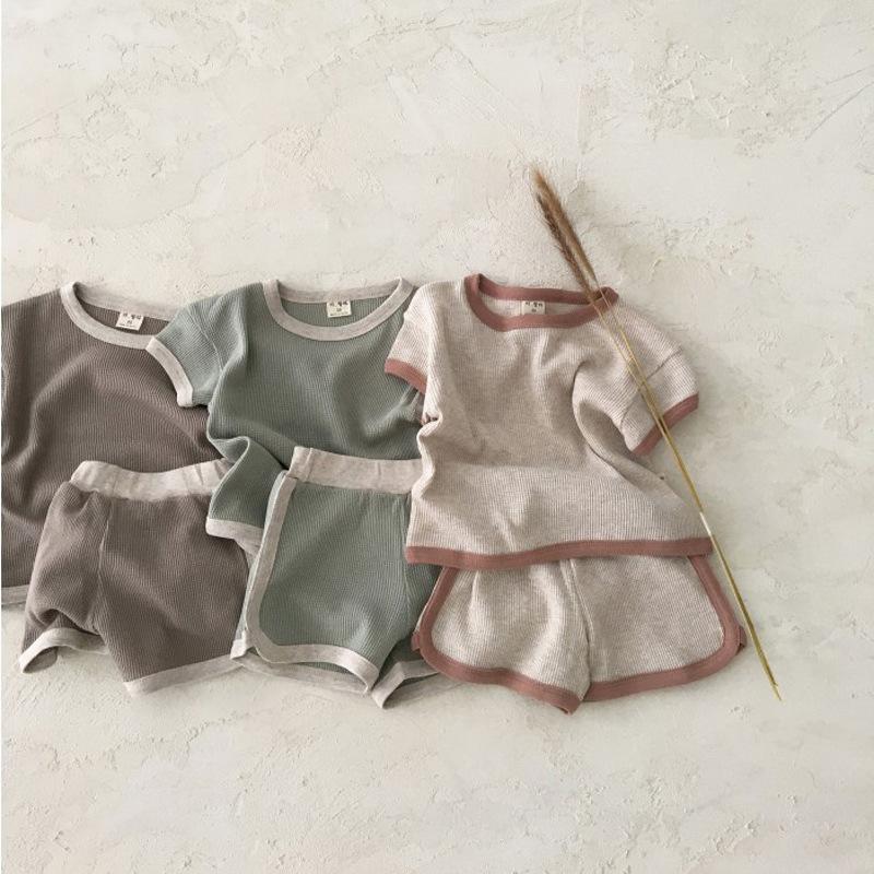 

Clothing Sets 2022 Summer Vintage Baby Boys Set Infant Girls Short Sleeve T Shirt + Pants 2pcs Kids Tee Children Suit, Set1
