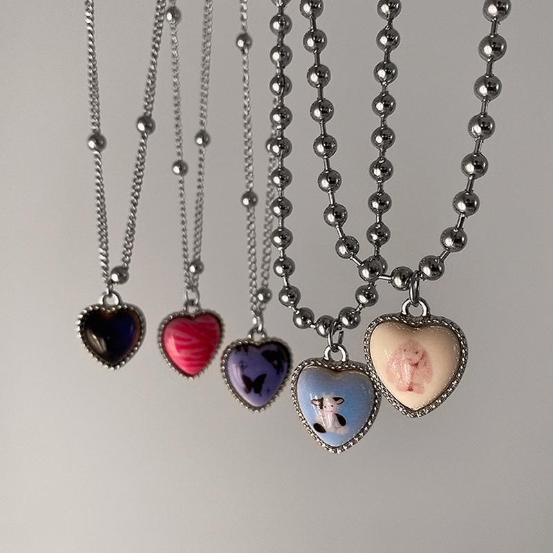 

Pendant Necklaces Vintage Harajuku Drop Oil Cute Cow Butterfly Korean Fashion Peach Heart Necklace For Women Gift JewelryPendantPendant