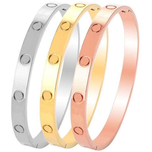 

Designer Jewelry Bracelets for Womens Mens Bangles Stainless Steel Metal Will Never Fade Silver Rose Gold Charm Luxury Design Eternal Love Couple Bracelet Bangle