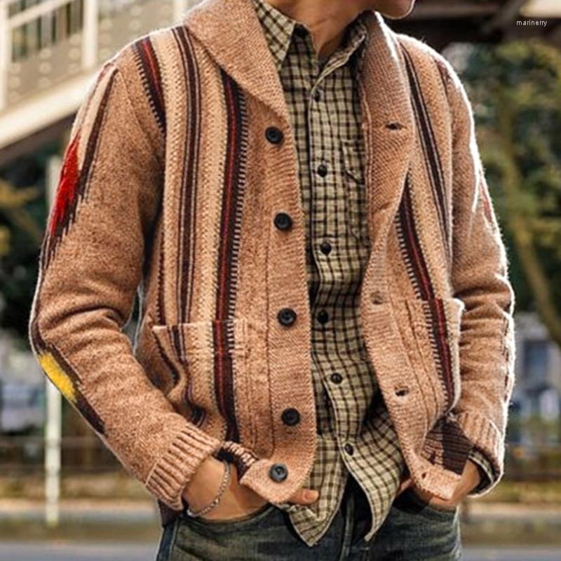 

Men's Sweaters 3x Cardigan Men Men's Casual Coat Jacket Printed Long Sleeve Single Breasted Tops Pocket Sweater CardigansMen's Mari22, Khaki
