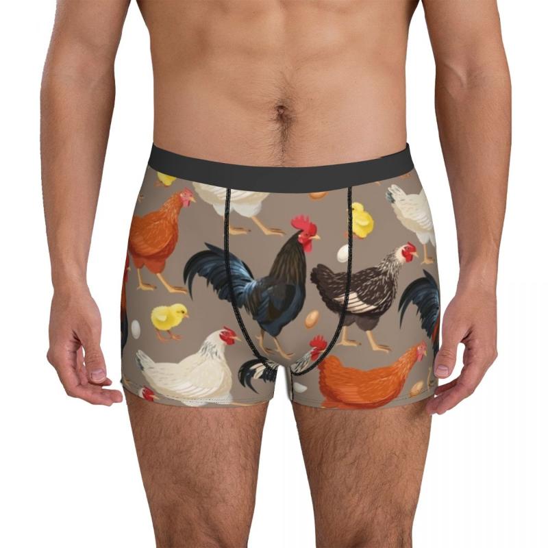 

Underpants Colorful Chicken Underwear Vintage Chickens Print Men Shorts Briefs Soft Trunk High Quality Customs Plus Size UnderpantsUnderpant