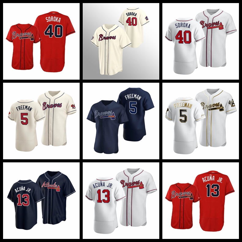 

Atlanta''Braves''men Baseball Jersey 13 Acuna Jr. 5 Freddie Freeman #40 Soroka men women youth embroidery stitched 720, Nik logo