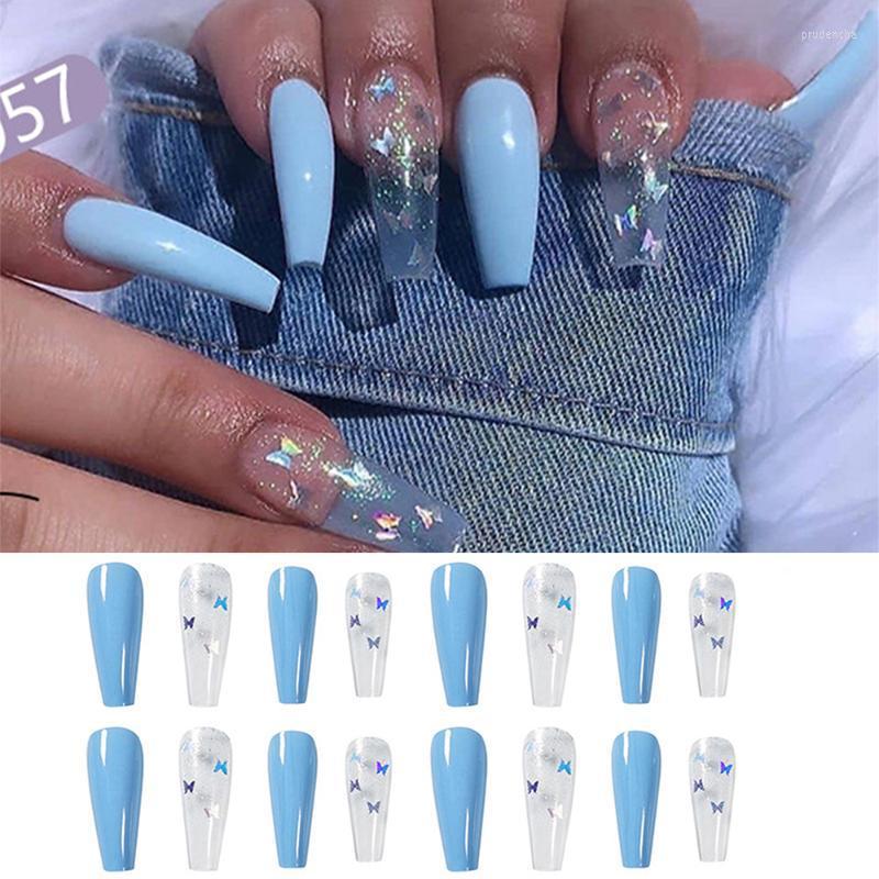

False Nails Professional Fake Overhead With Glue Coffin Artificial Tips Designs Press On Nail Set Art Tool Prud22, Sytle 12