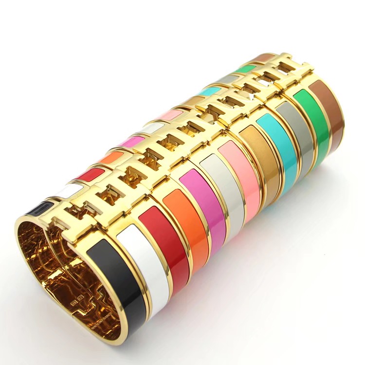Hermes 17cm bracelet Girls Hip Hop Femmes Deluxe Enmael Bijoux coloré 316l en acier inoxydable Silver Gold Rose Letter Party H Bracelets Bangles
