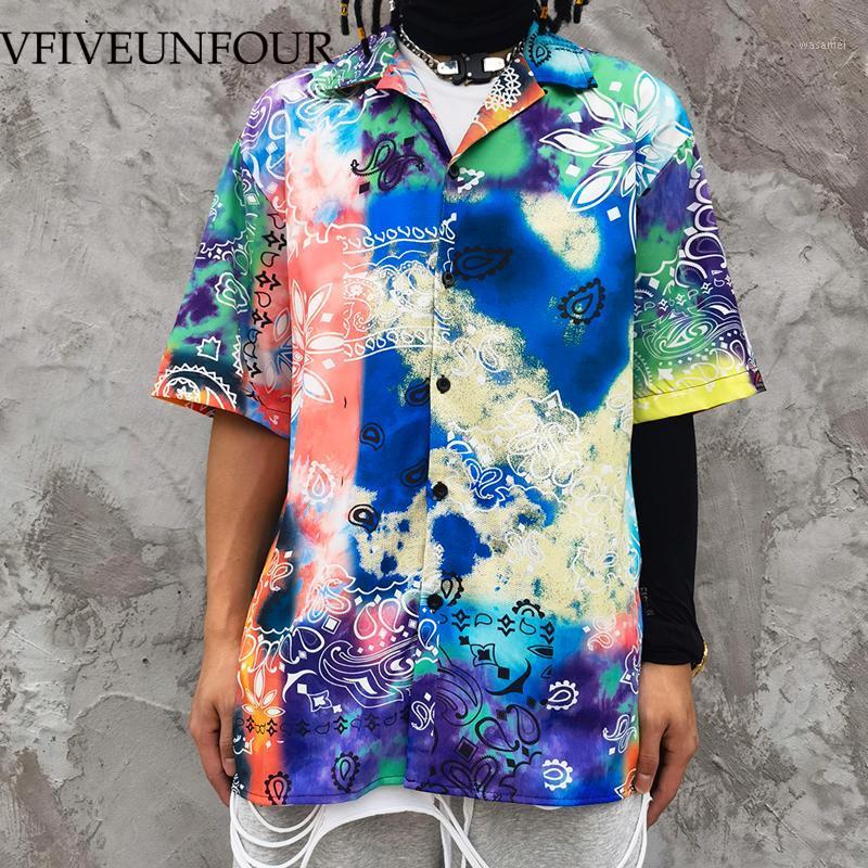 

Hawaiian Aloha Beach Shirts Multi-Colors Tie Dye Bandana Paisley Pattern Shirt Streetwear Men Hip Hop Men's Casual