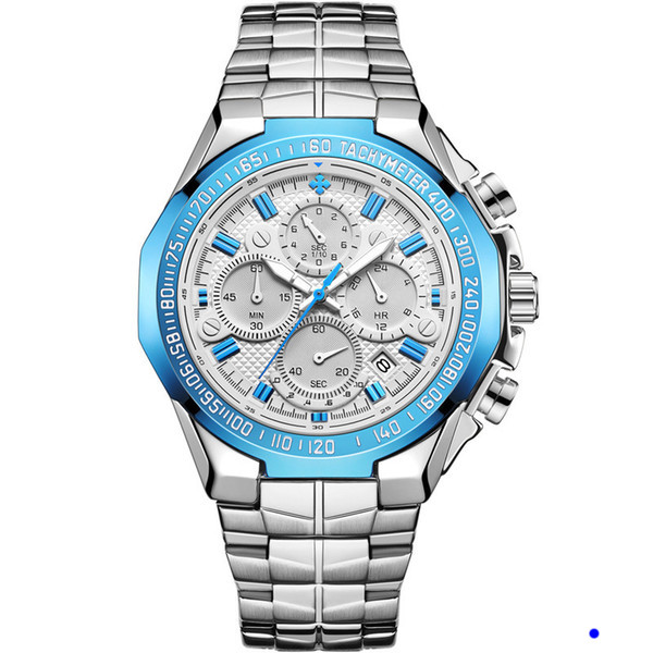 

2022 WWOOR Watch Seven Needle Man Motion Section Steel Bring Quartz Waterproof WristWatch Chronograph Wholesales Watches montre de luxe gifts w7, Color 1
