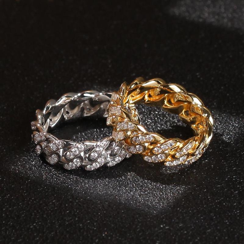 

Cluster Rings Hip Hop Micro Paved Cubic Zirconia Bling Out Cuban Chain Men Finger Hiphop Rapper Jewelry Gold ColorCluster ClusterCluster