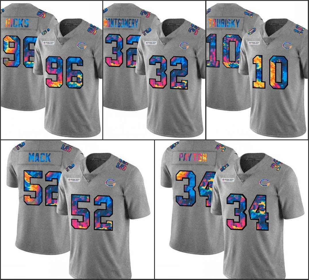 

Football Jerseys Chicago''Bears''Men #52 Khalil Mack 34 Walter Payton 10 Mitchell Trubisky Grey Heather Multi-Color Women Youth Crucial Catch Jersey
