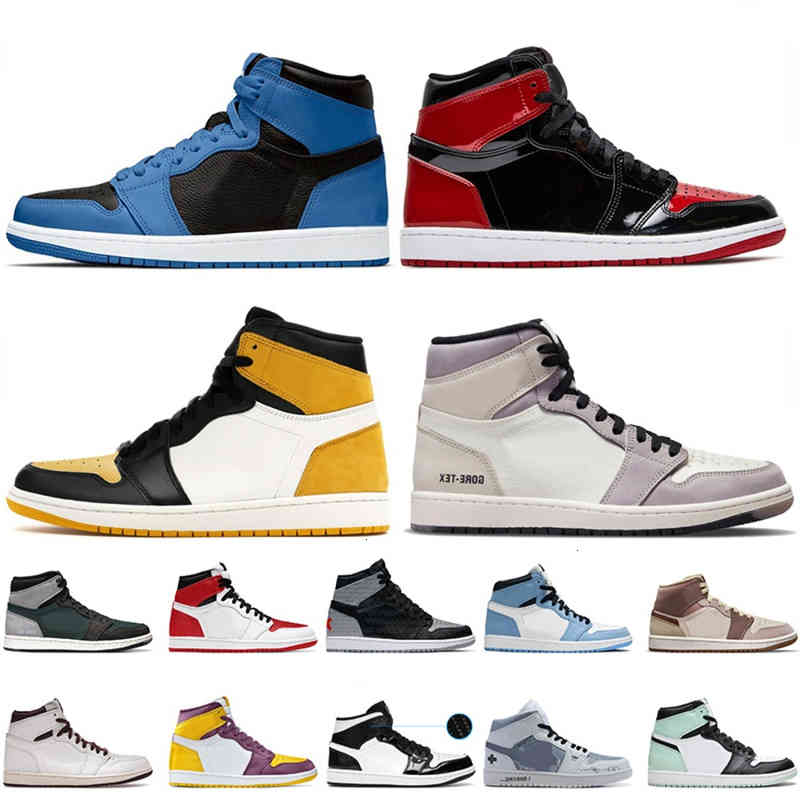Jordons Yellow Toe 1s High Og Women Mens Basketball Shoes Jumpman 1 Element Gore-tex Sail Light Bone Patent Bred Dark Marina Blue a Ma Maniere Ch