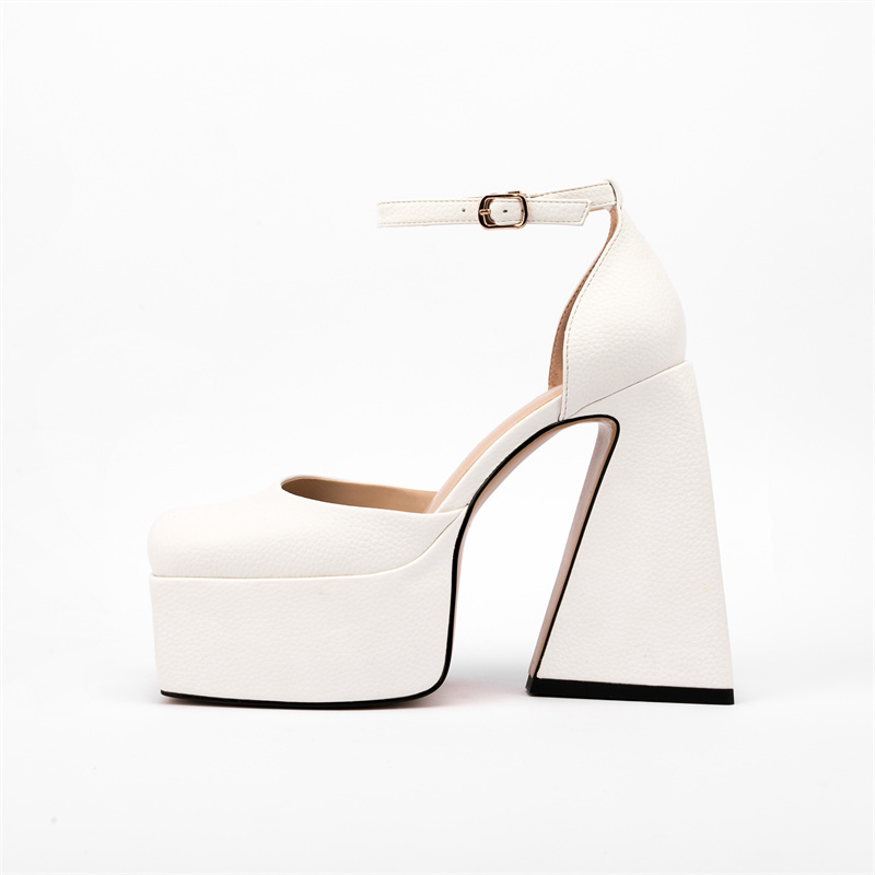 2022 women's sandals spring and autumn new European American fashion high-heeled shoes thick-soled square-toe buckle shoes