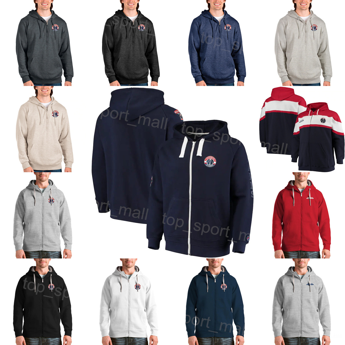 Men de basket-ball Davis Bertans Hoody Jersey 42 Rui Hachimura Hooded 8 Corey Kispert Sweatles 24 Ish Smith Sweatshirts 4 Vernon Carey Jr 22 Pull