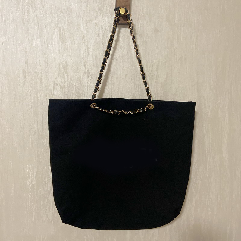 

Fashion women black canvas bag casual shoulder bale chain shopping bags popular items in European and American countries