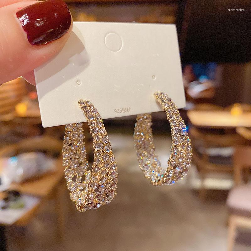 

Hoop Earrings & Huggie Trendy Personality Exaggerated Arc Female Fashion Trend Retro Baroque Rhinestone EarringsHoop